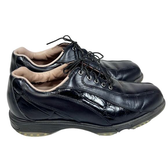 Footjoy Icon Wave Golf Shoes Men 9.5 Black Leather Soft Spikes 52291 Used - Picture 3 of 11